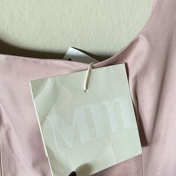 NWT Minjukim Pink Top Pleated Mini Dress Twill Peplum Size M - Picture 15 of 15